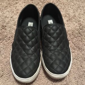 Quilted Black Slip-On Sneakers